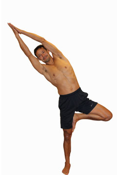 tree pose with a side bend