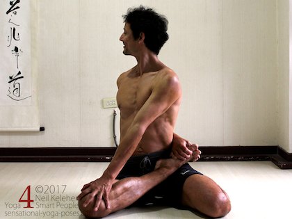 twisting yoga poses, bharadvajasana