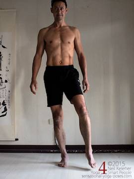 Centering and grounding by balancing on one foot. Neil Keleher. Sensational Yoga Poses.