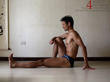 Janu Sirsasana A with torso upright Neil Keleher. Sensational Yoga Poses.