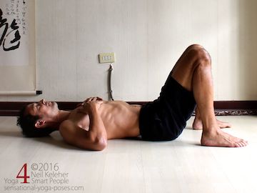 Supine Yoga poses, bridge pose prep: lordosing lumbar spine, neil keleher, sensational yoga poses.