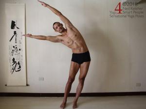 Standing side bend yoga pose, stretching the side of the body. Neil Keleher, Sensational Yoga Poses.