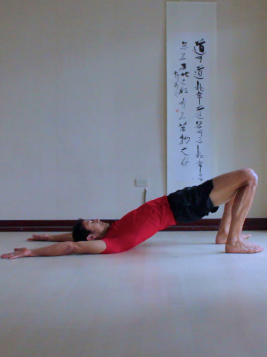 bridge pose with arms back