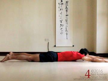 Prone Yoga Poses, puppy dog chest stretch 1, Neil Keleher, Sensational Yoga Poses