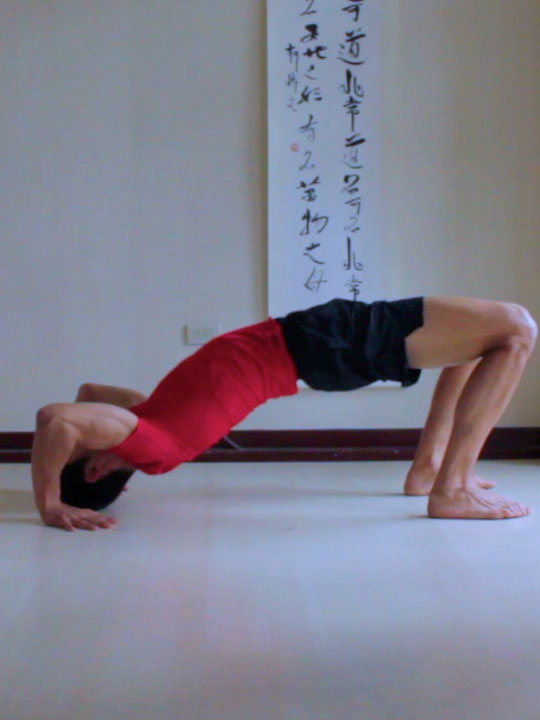 wheel pose, chakrasana or urdhva dhanurasana, lifting shoulders off of floor