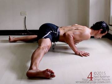 half split with arms in push up position.