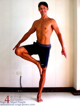 yoga tree pose with front of the foot pressing against the inner knee. Neil Keleher. Sensational Yoga Poses.