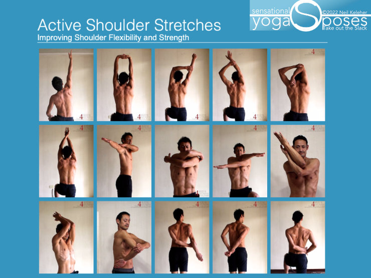 active shoulder stretches. Neil Keleher, Sensational Yoga Poses.