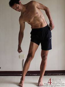 standing side bend hip stability exercise.