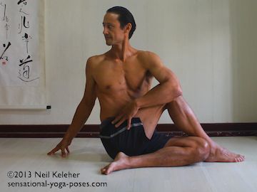 stetches for flexibility, combined spinal twist and shoulder stretch.