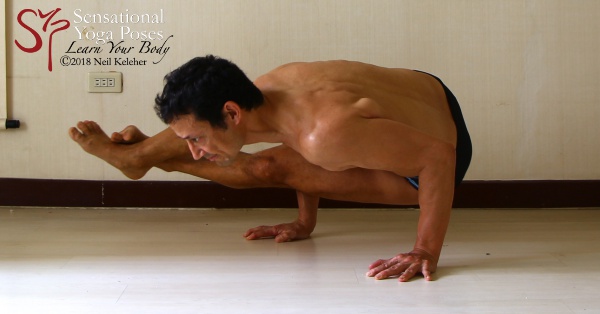 Astavakrasana yoga arm balancing pose. Neil Keleher. Sensational Yoga Poses.