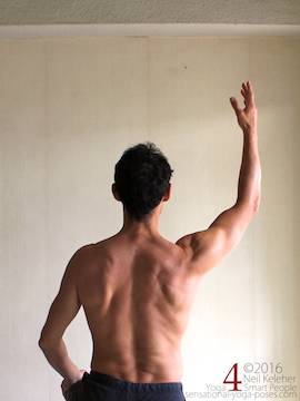 Arm overhead shoulder stretch, reaching one arm up, neil keleher, sensational yoga poses.