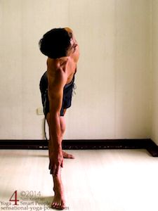 Yoga Triangle pose viewed from the side with the torso over the front leg, Sensational Yoga Poses, Neil Keleher.