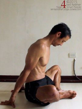 bound angle pose with hands behind body