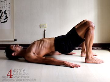 Supine Yoga poses, bridge pose prep; lordosing lumbar spine, neil keleher, sensational yoga poses.