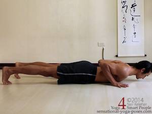 chaturanga dandasana prep position, yoga pose, yoga posture, strengthening yoga poses