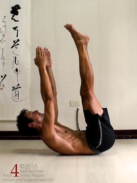 Supine Yoga poses, dog pose reach, supine ab exercises, neil keleher, sensational yoga poses.