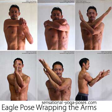 eagle yoga pose wrapping the arms