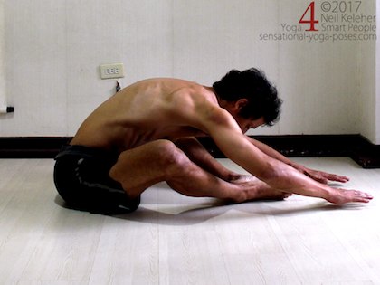 Beginners variation of bound angle pose. Neil Keleher, sensational yoga poses.