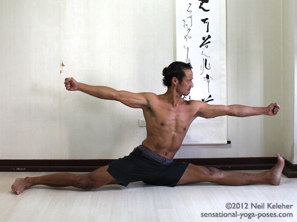 Standing Separate Leg Stretching Pose |  Dandayamana-Bibhaktapada-Paschimotthanasana - Bikramyoga