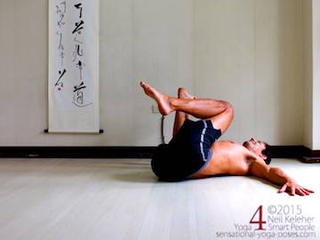 Supine Yoga poses, happy baby hip stretch, neil keleher, sensational yoga poses.