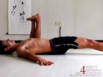 happy baby hip stretch variation, Neil Keleher, Sensational Yoga Poses