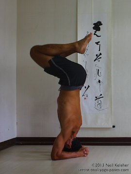 inverted yoga pose, balancing in headstand