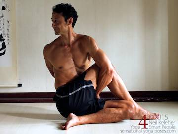 Ardha matsyendrasana yoga pose,  Neil Keleher, Sensational Yoga Poses.