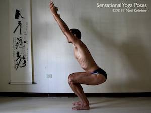 Chair pose or Utkatasana. Neil Keleher, Sensational Yoga Poses.