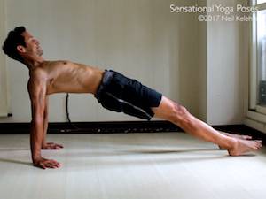Reverse plank or purvottanasana. Neil Keleher, Sensational Yoga Poses.