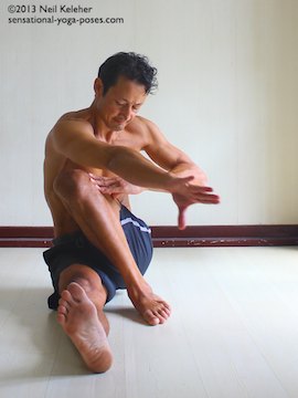 marichysaana c knee position knee in, marichyasana yoga poses, binding yoga poses, seated binding yoga poses, marichyasana type poses