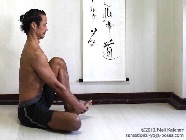 easy compass pose, knee bent, spine long, yoga pose