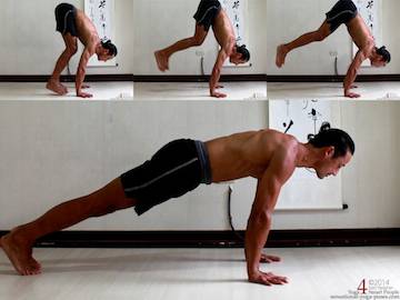 Exercises for Ashtanga yoga jump backs. jumping back to plank pose, Neil Keleher. sensational yoga poses. 