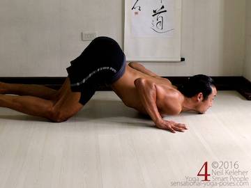 backbending yoga poses, puppy dog yoga pose, push up style puppy dog yoga stretch