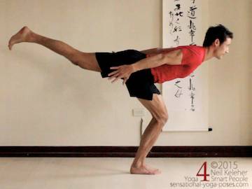 warrior (virabhadrasana) 3, knee bent, arms back