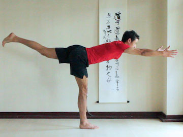 warrior 3 (virabhadrasana 3) knee straight, arms forward