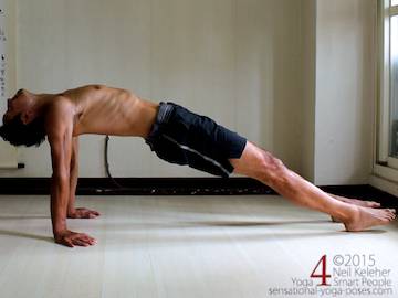 reverse plank, purvottanasana, with neck bent backwards. Neil Keleher, sensational yoga poses.