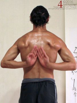 shoulder execises, using pectoralis minor to get into reverse prayer behind back hand position