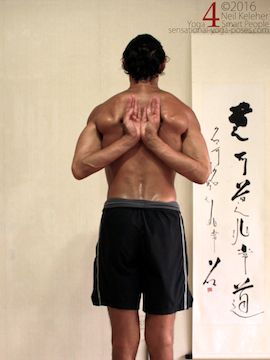 shoulder execises, using pectoralis minor to get into reverse prayer behind back hand position