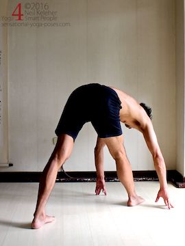 Revolved triangle, side bending prior to the twist, neil keleher, sensational yoga poses.