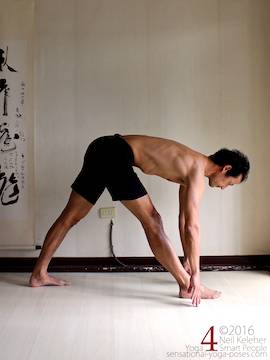 Revolved triangle, twisting from the forward bend,  neil keleher, sensational yoga poses.