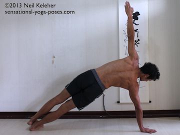 side plank with a side bend. Neil Keleher. Sensational Yoga Poses.