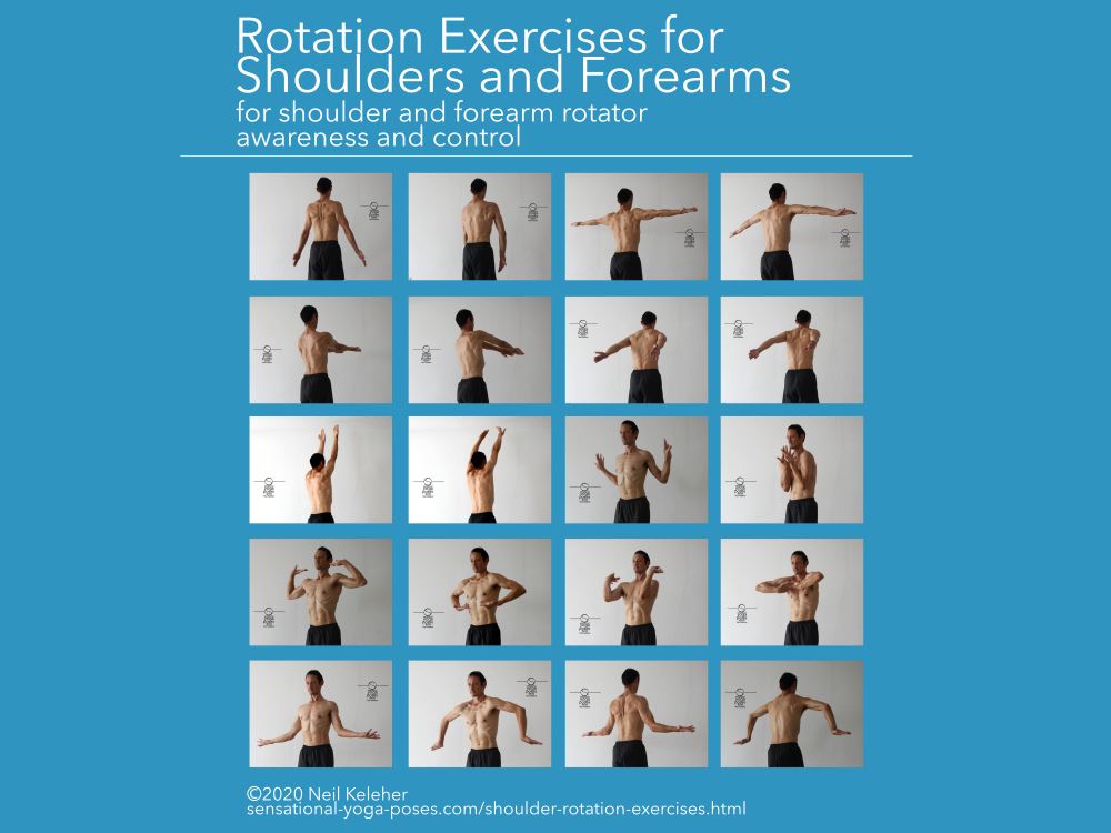 a set of rotation exercises for shoulders and forearms. Neil Keleher, Sensational Yoga Poses.