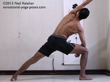 side angle yoga pose with pelvis level from left to right