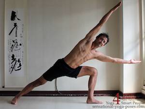 Exercises to improve stability, side angle pose with both arms lifted