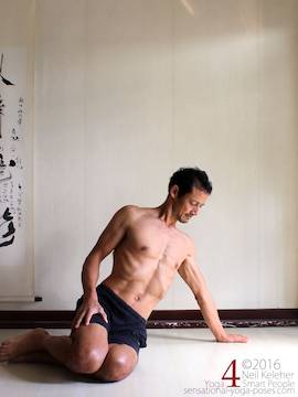 Side plank variations, knees bent elbow straight, neil keleher, sensational yoga poses.