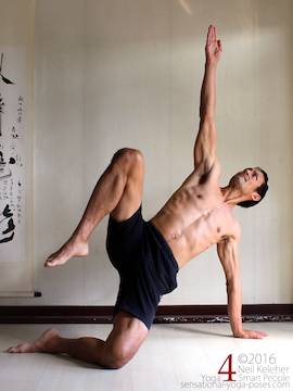 Side plank variations, knee bent, elbow straight, top knee lifted, neil keleher, sensational yoga poses.