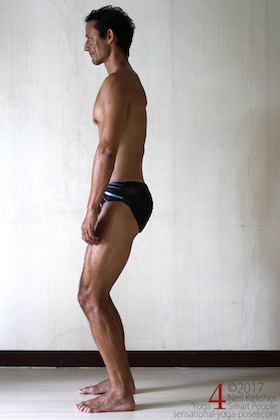 psoas stretch, lift back ribs. Neil Keleher. Sensational Yoga Poses.