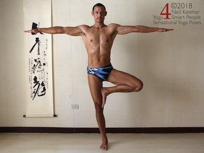 Tree pose with arms to the side. Neil Keleher, Sensational Yoga Poses