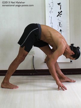 triangle forward bend yoga pose